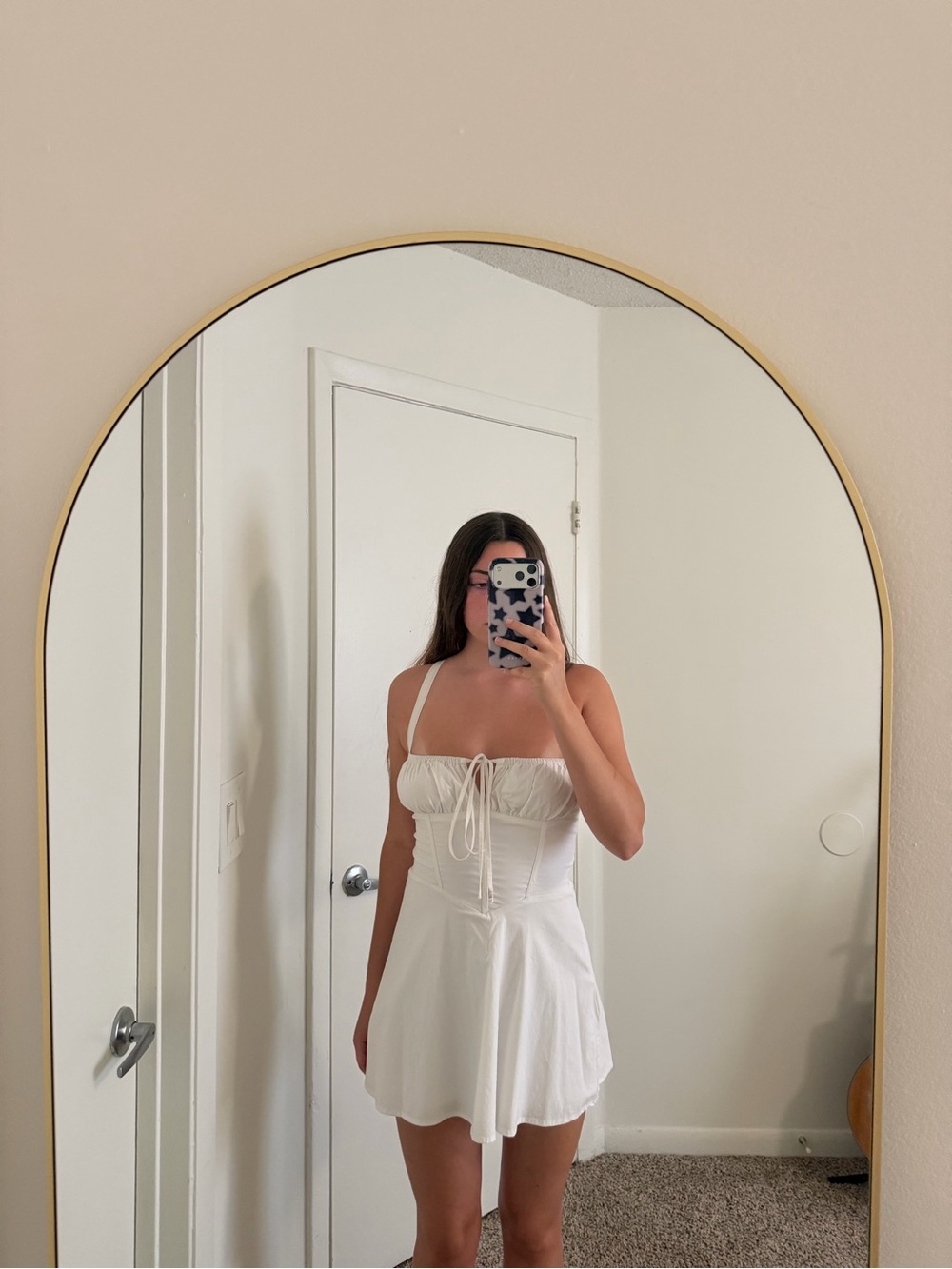 SHEIN White Tie-Front Mini Dress
